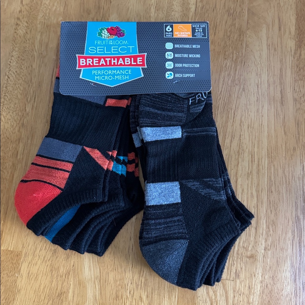 Fruit of the Loom FOL Men’s Mesh Socks Size 6-12 Select No Show Breathable